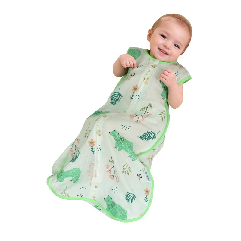 BLOOMSTAR Baby Sleeping Sack Muslin Cotton, Soft Wearable Blanket for Summer, 0.5 Tog Sleeveless Sleep Sack for Newborns (0-3M), 6-12M, 0-12 Months, Lightweight Infant Sleep Bag for Boys & Girls - Image 1